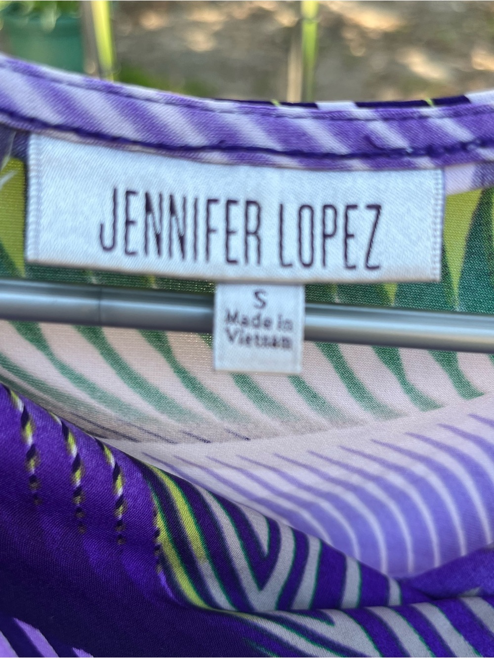 Jennifer Lopez Purple Green Abstract Cowl Neck Tunic Top - Picture 7 of 8